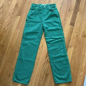 Reformation Womens Grass Green Cowboy High Rise Straight Jeans Size 24